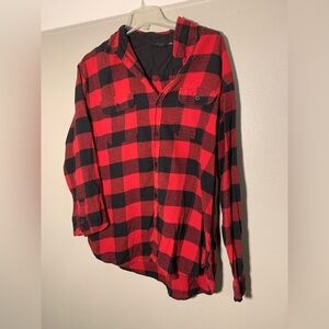 Burnside - red & black buffalo plaid Men's button-up shirt, 2XL
